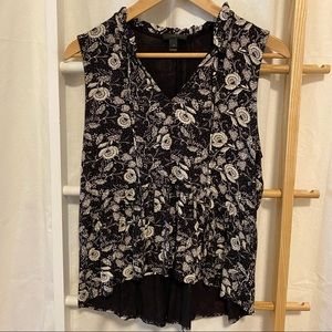 J. Crew - Black and white floral tank, M